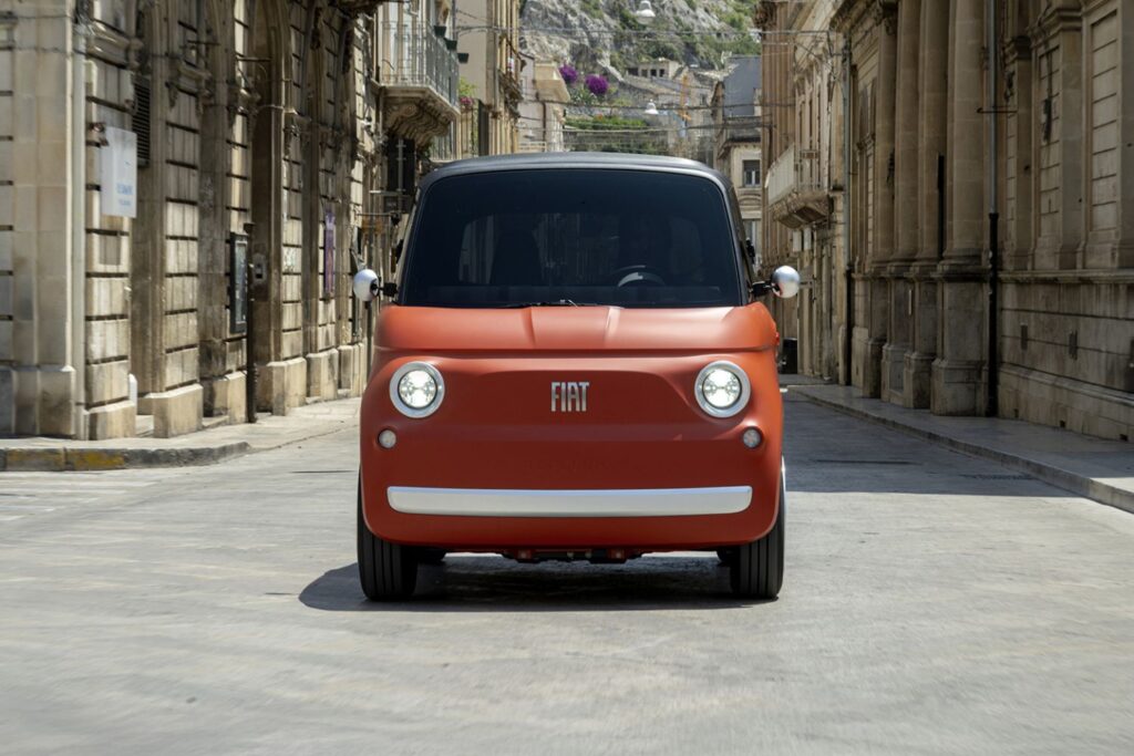 FIAT Topolino electric quadricycle showcasing playful Italian design and compact urban mobility